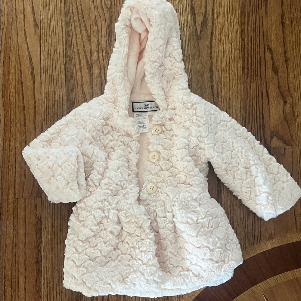 American Widgeon Soft Pink Hooded Plush Baby Coat